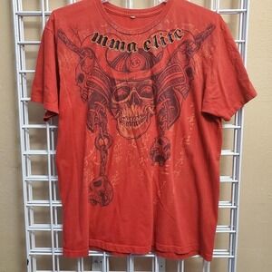 Vintage red Y2K MMA ELITE Skulls‎ Affliction Tshirt